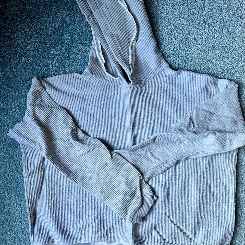 Women's Ribbed Hoodie in Light blue